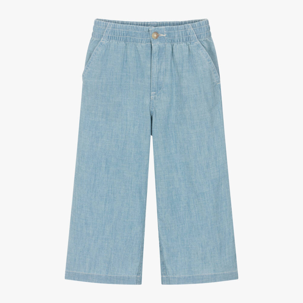 Ralph Lauren-بنطلون قطن شامبراي لون أزرق للبنات | Childrensalon Outlet
