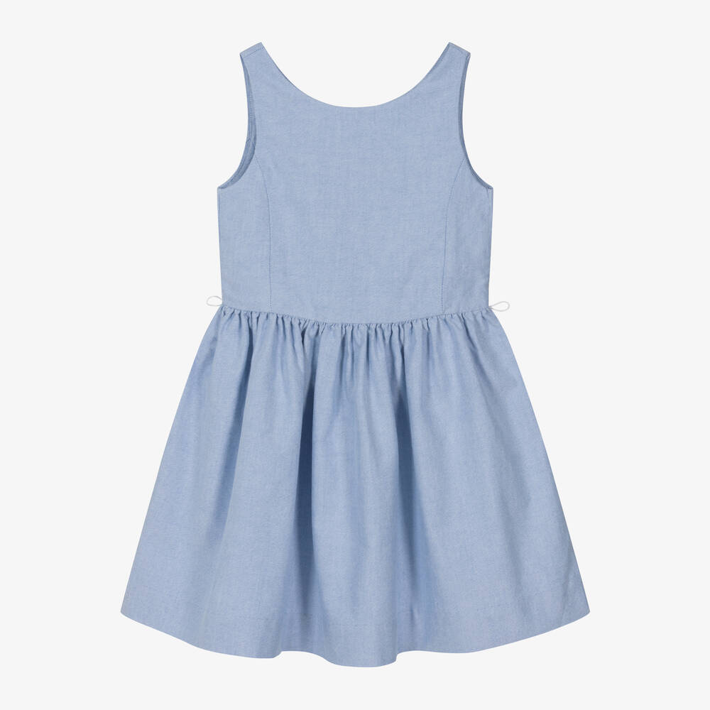 Ralph Lauren-Girls Light Blue Oxford Cotton Dress | Childrensalon Outlet