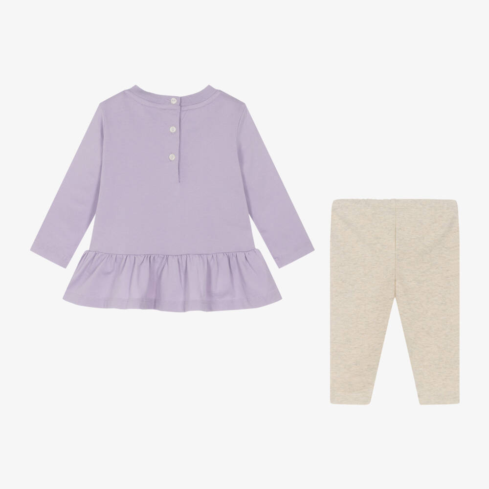 Ralph Lauren-Girls Lilac & Beige Bear Outfit | Childrensalon Outlet