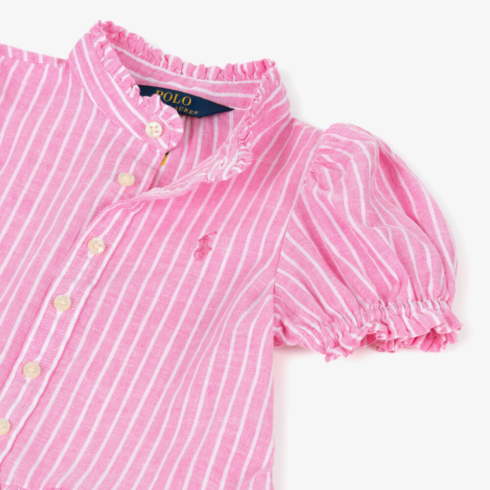 Ralph Lauren-Платье из льна и хлопка в полоску для девочек | Childrensalon Outlet