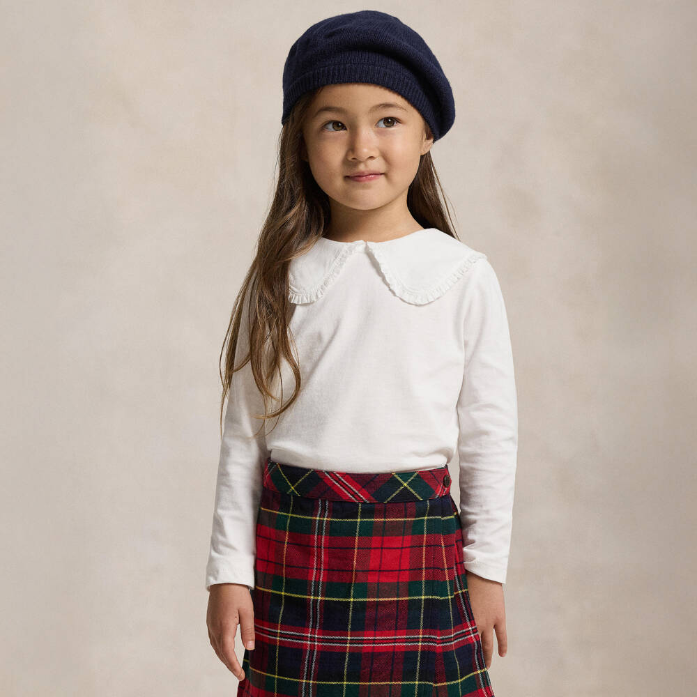 Ralph Lauren-Girls Long-Sleeve White Top | Childrensalon Outlet