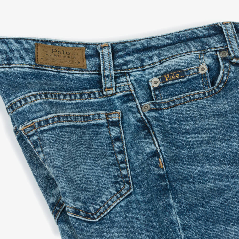 Ralph Lauren-Girls Mid-Wash Blue Denim Flared Jeans | Childrensalon Outlet