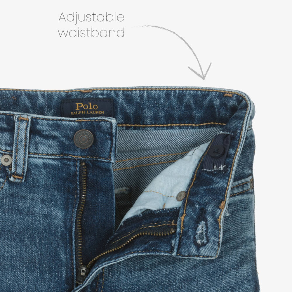 Ralph Lauren-Girls Mid-Wash Blue Denim Flared Jeans | Childrensalon Outlet