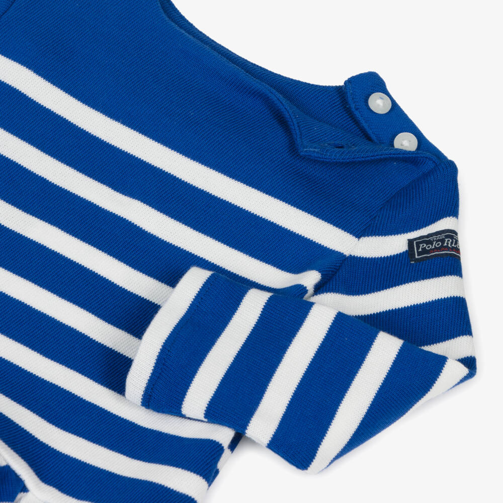 Ralph Lauren-Girls Nautical Blue Cotton Ensemble | Childrensalon Outlet