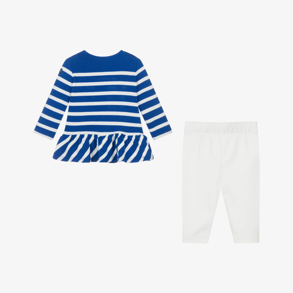 Ralph Lauren-Girls Nautical Blue Cotton Ensemble | Childrensalon Outlet