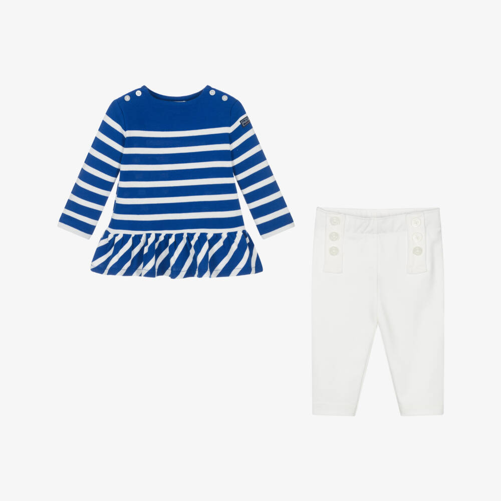 Ralph Lauren-Girls Nautical Blue Cotton Ensemble | Childrensalon Outlet