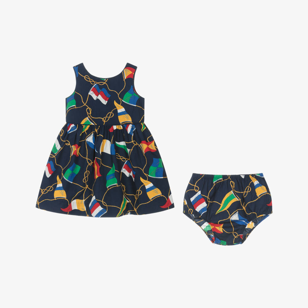 Ralph Lauren-Girls Nautical Navy Cotton Dress | Childrensalon Outlet