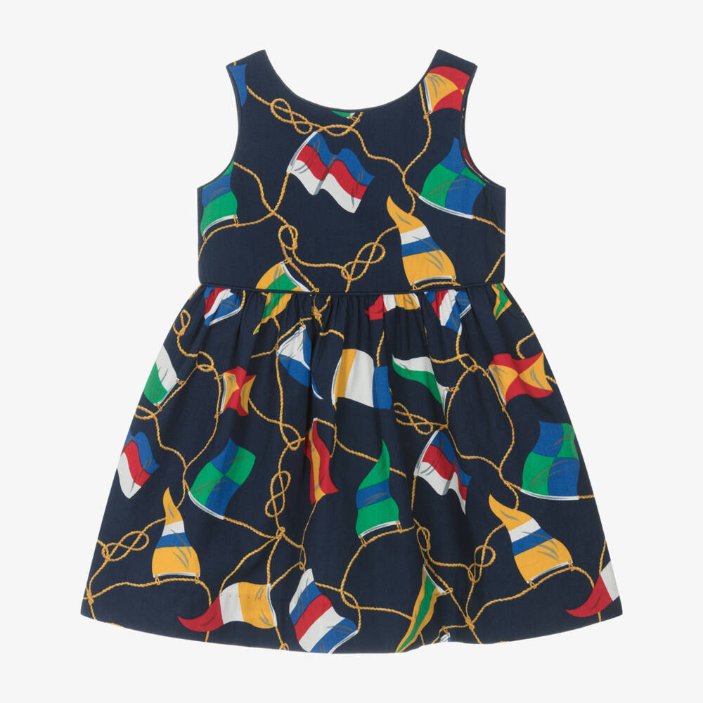Ralph Lauren-Girls Nautical Navy Cotton Dress | Childrensalon Outlet