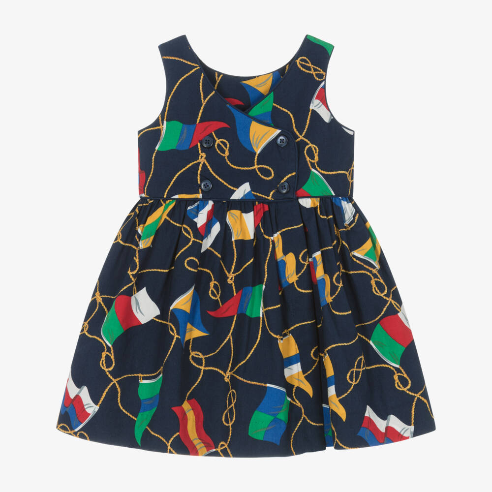 Ralph Lauren-Girls Nautical Navy Cotton Dress | Childrensalon Outlet