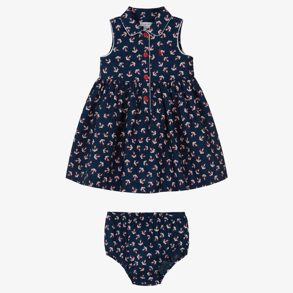 Ralph Lauren-Girls Nautical Navy Cotton Frock | Childrensalon Outlet