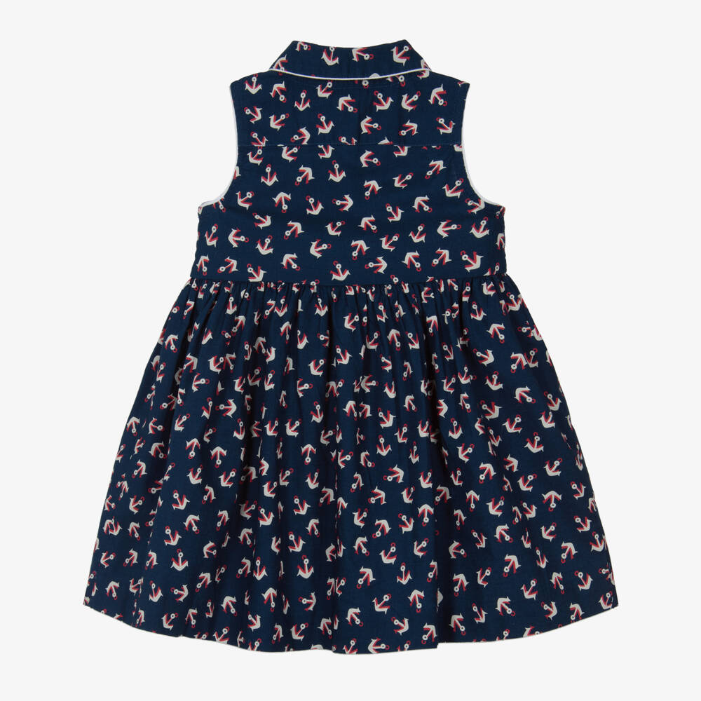 Ralph Lauren-Girls Nautical Navy Cotton Frock | Childrensalon Outlet