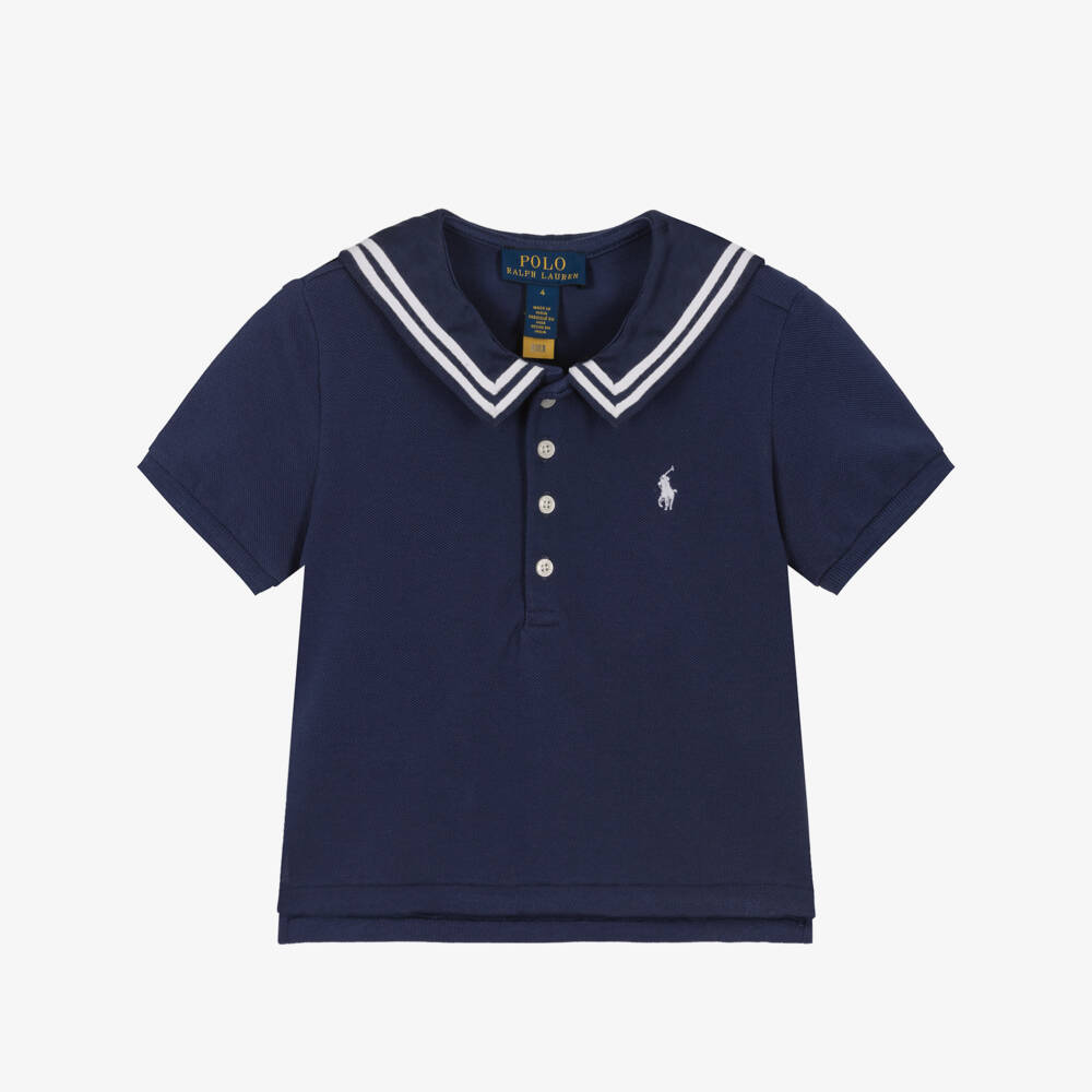 Ralph Lauren-Girls Nautical Navy Sailor Polo | Childrensalon Outlet