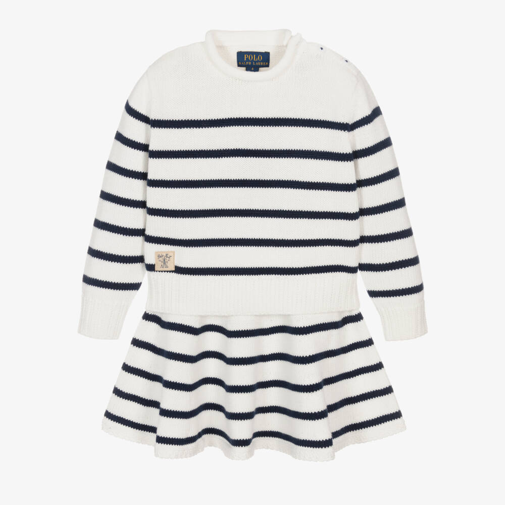 Ralph Lauren-Морской полосатый вязаный комплект для девочек | Childrensalon Outlet