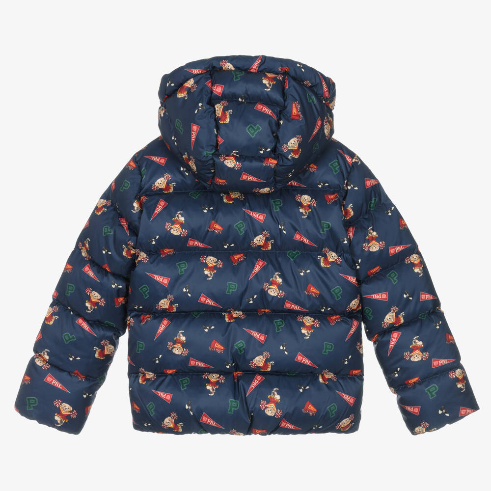 Ralph Lauren Girls Navy Blue Bear Down Puffer Jacket Childrensalon Outlet