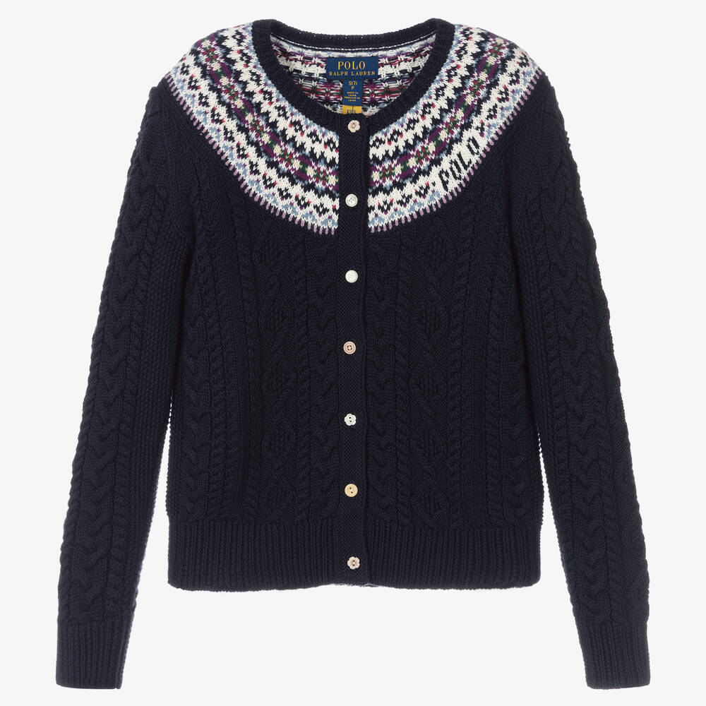 Polo Ralph Lauren - Girls Navy Blue Cardigan | Childrensalon