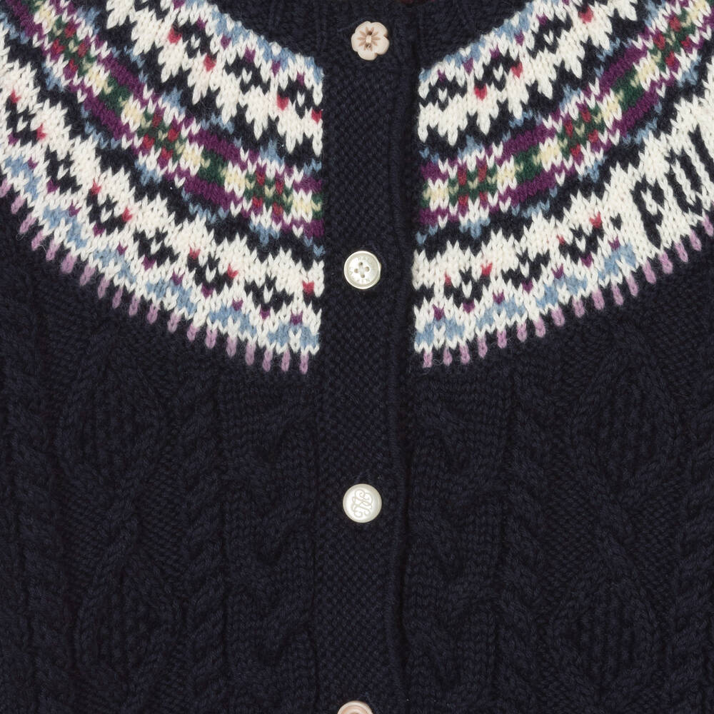 Polo Ralph Lauren-Girls Navy Blue Cardigan | Childrensalon Outlet