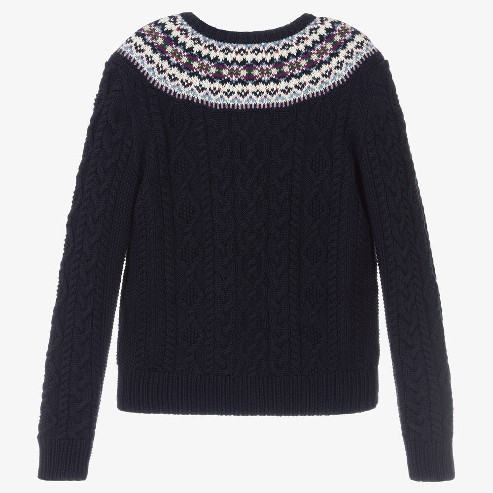 Polo Ralph Lauren-Girls Navy Blue Cardigan | Childrensalon Outlet