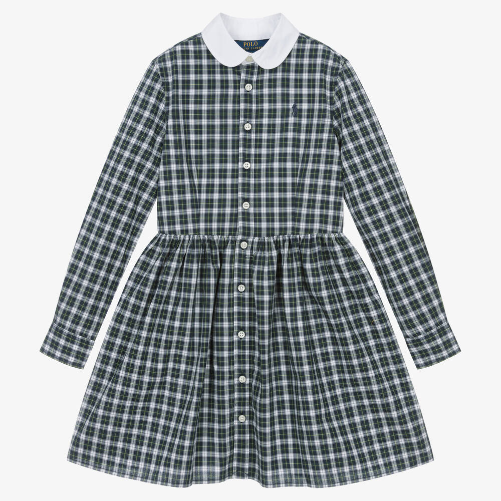 Ralph Lauren - Navyblau kariertes Baumwollkleid | Childrensalon