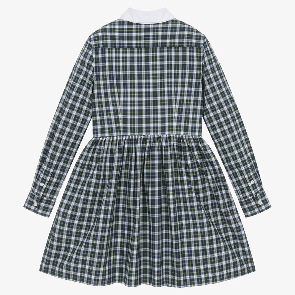 Ralph Lauren-Girls Navy Blue Check Cotton Dress | Childrensalon Outlet