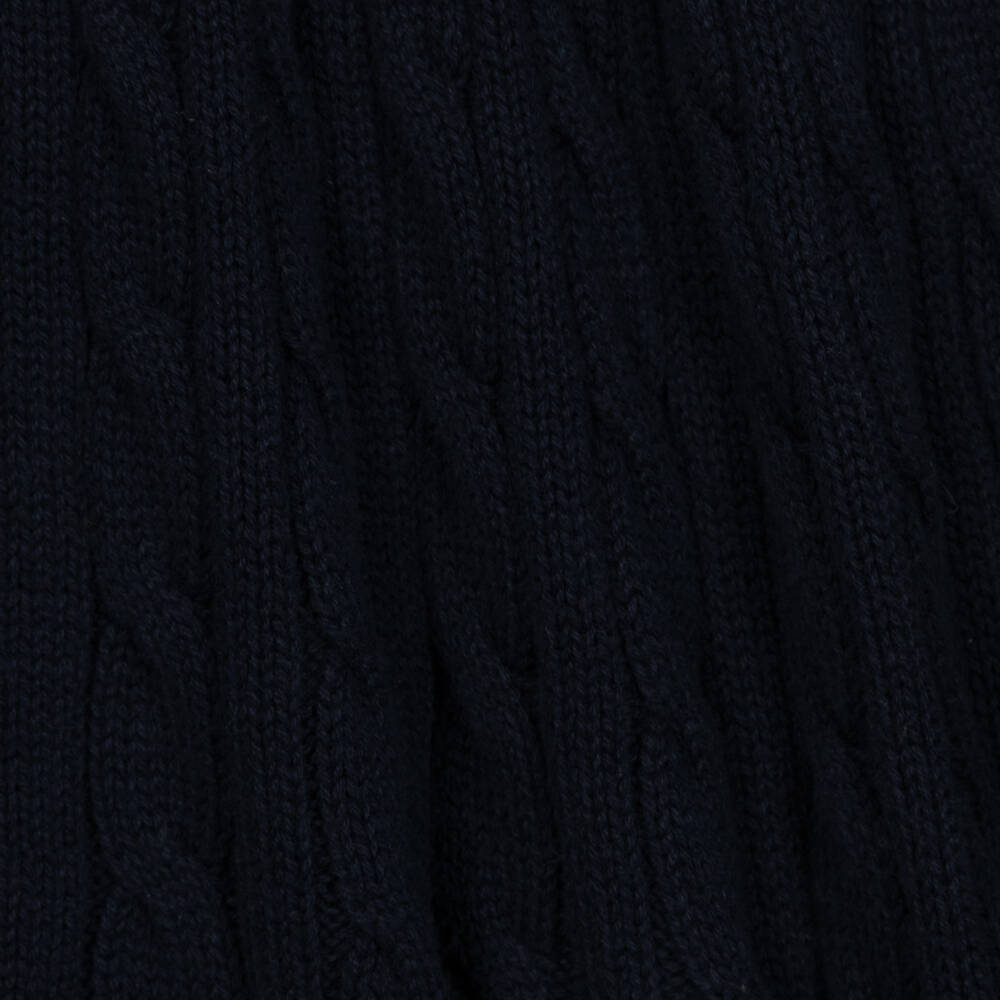 Ralph Lauren-Girls Navy Blue Cotton Cable-Knit Dress | Childrensalon Outlet