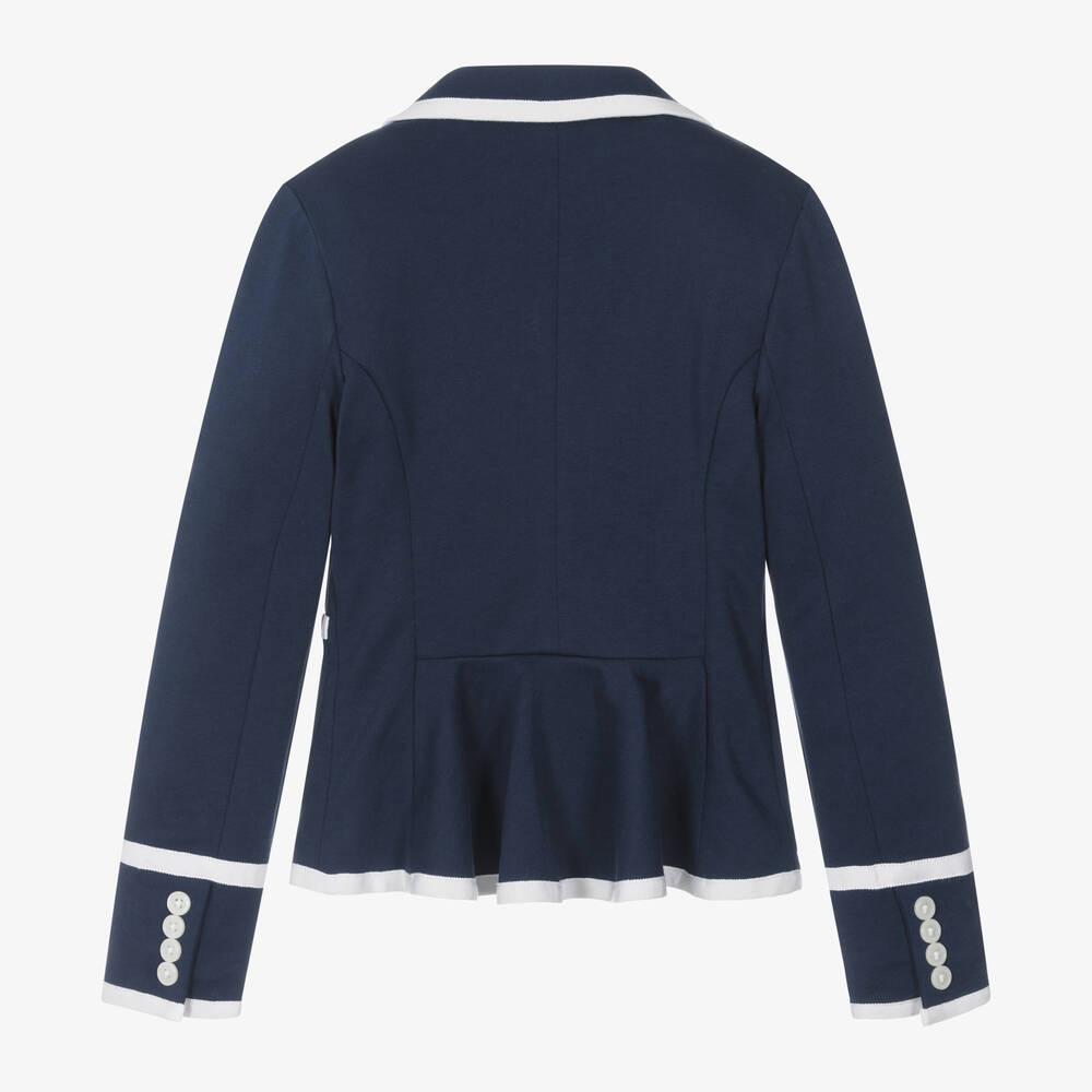 Ralph Lauren Girls Navy Blue Cotton Jersey Blazer Childrensalon Outlet
