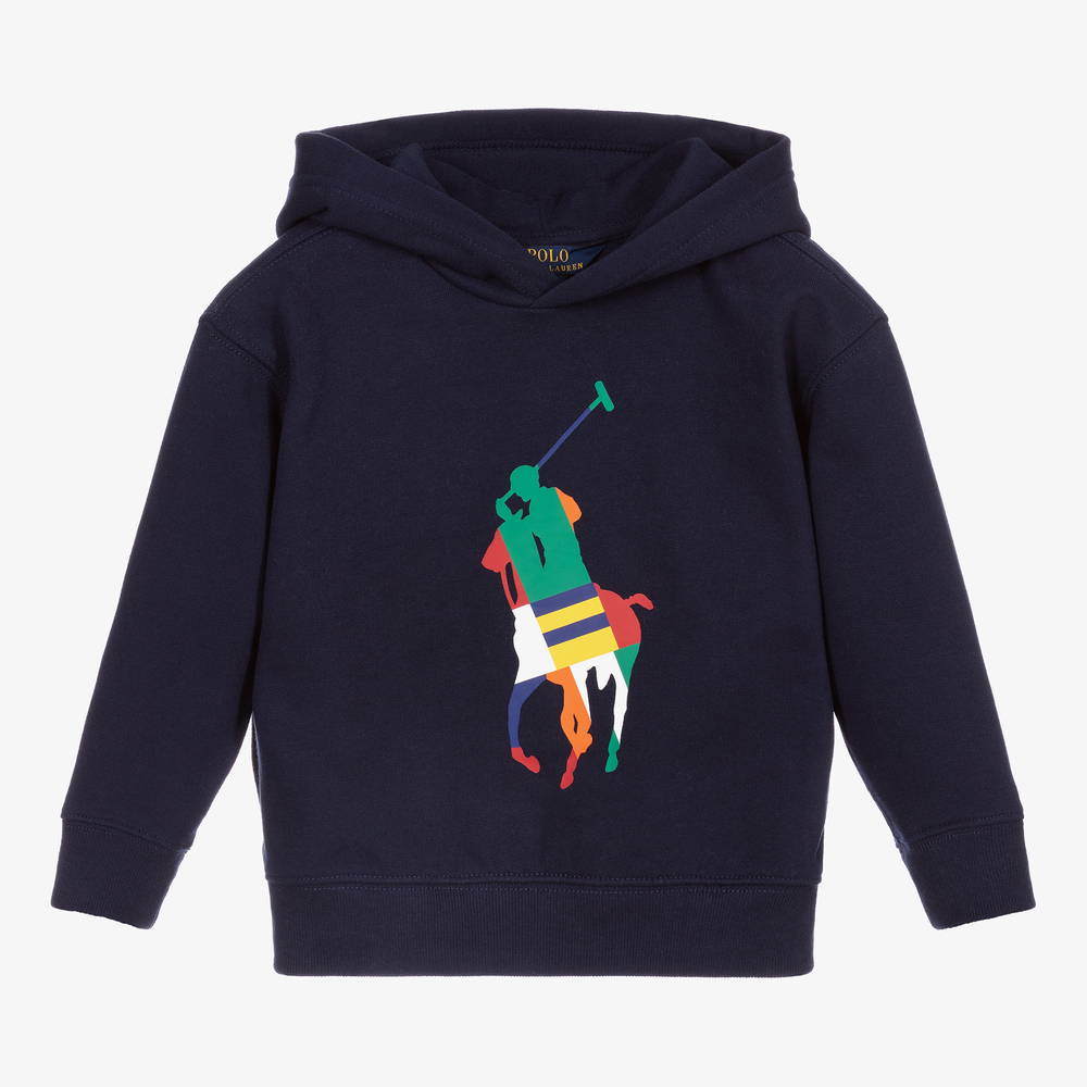 Polo Ralph Lauren - Sudadera azul marino de algodón con capucha para niña |  Childrensalon Outlet