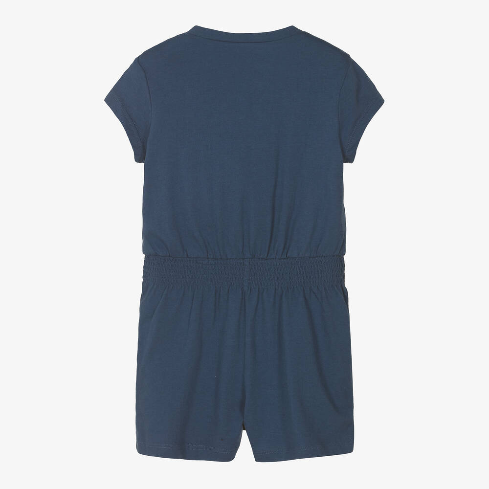 Polo Ralph Lauren Girls Navy Blue Cotton Playsuit Childrensalon Outlet