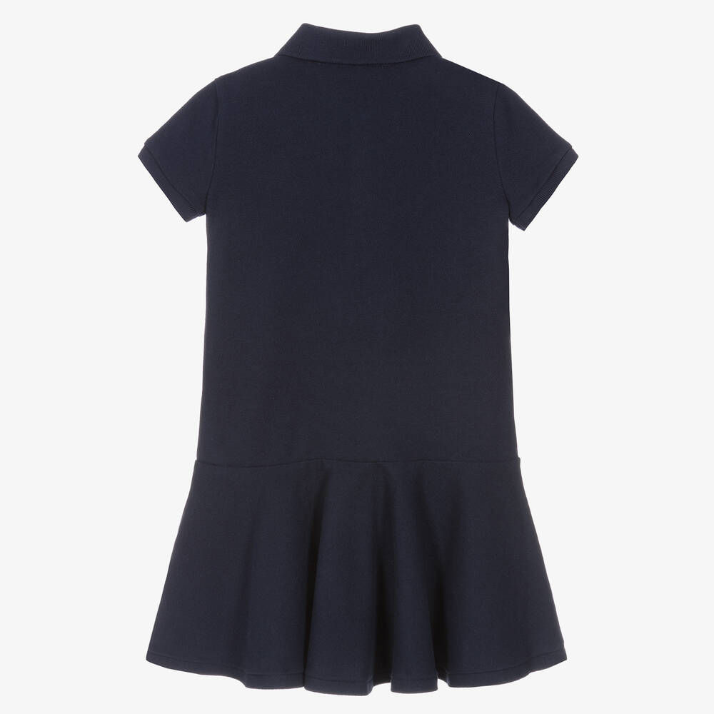 Ralph Lauren Girls Navy Blue Cotton Polo Dress Childrensalon Outlet