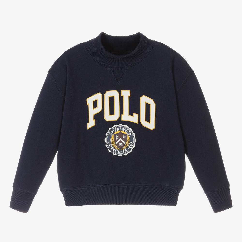 Ralph Lauren - Sweat-shirt bleu marine en coton | Childrensalon