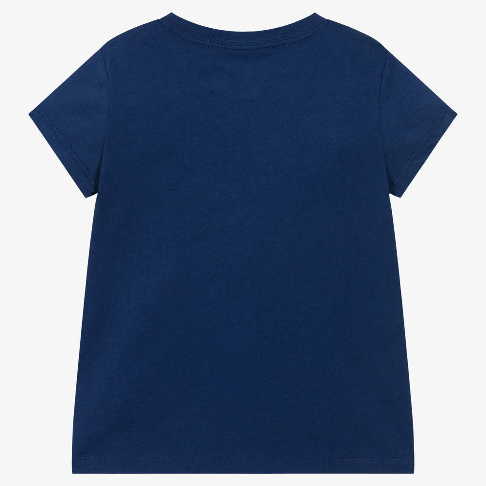 RALPH LAUREN Girls Navy Blue Cotton T Shirt