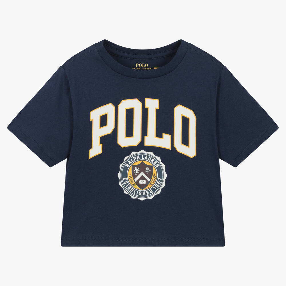 Ralph Lauren - تيشيرت قطن لون كحلي للبنات | Childrensalon