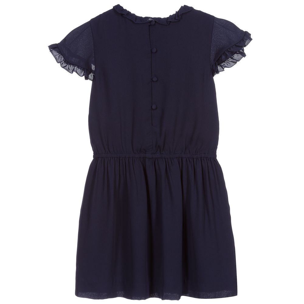 Polo Ralph Lauren-Girls Navy Blue Crêpe Dress | Childrensalon Outlet
