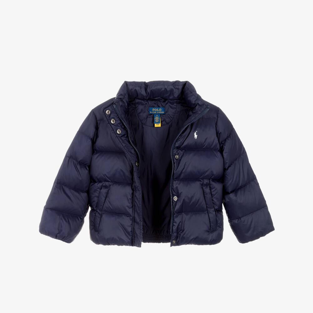 Ralph Lauren-Girls Navy Blue Down Padded Puffer Jacket | Childrensalon Outlet