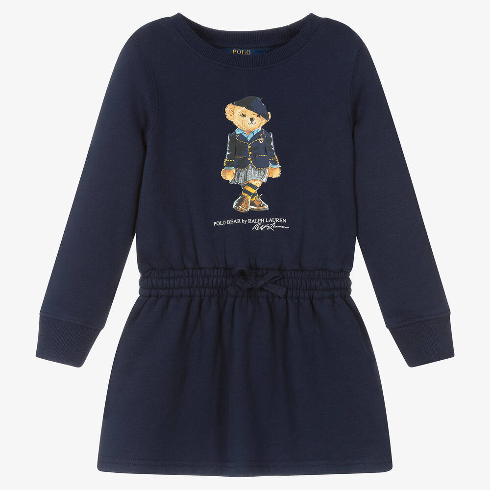 Polo Ralph Lauren - Girls Navy Blue Logo Dress | Childrensalon