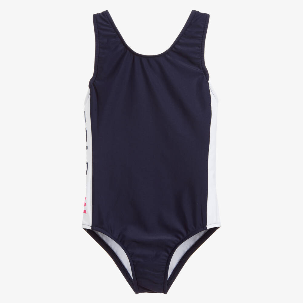 Polo Ralph Lauren-Girls Navy Blue Logo Swimsuit | Childrensalon Outlet
