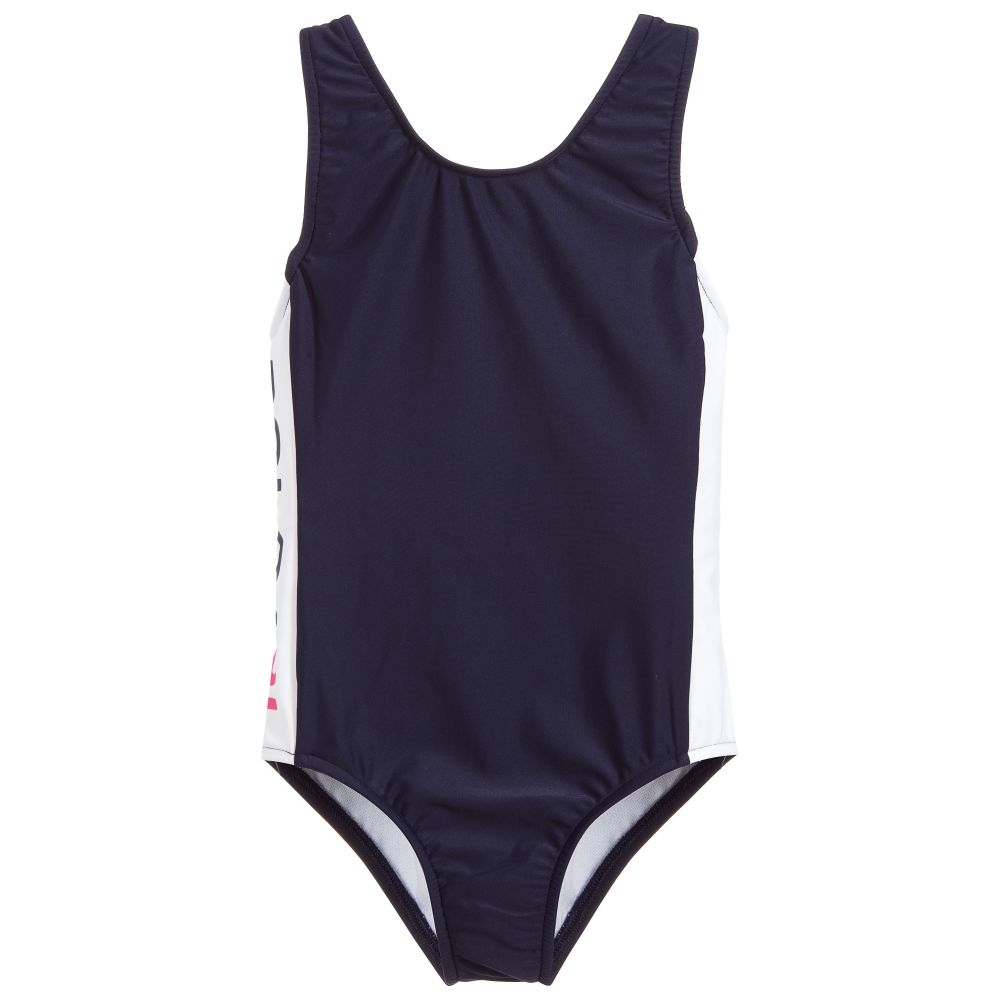Polo Ralph Lauren - Girls Navy Blue Logo Swimsuit | Childrensalon