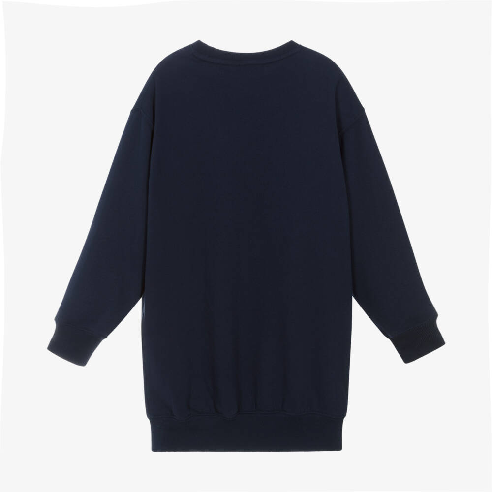 Ralph Lauren-Girls Navy Blue Polo Bear Sweatshirt Dress | Childrensalon Outlet