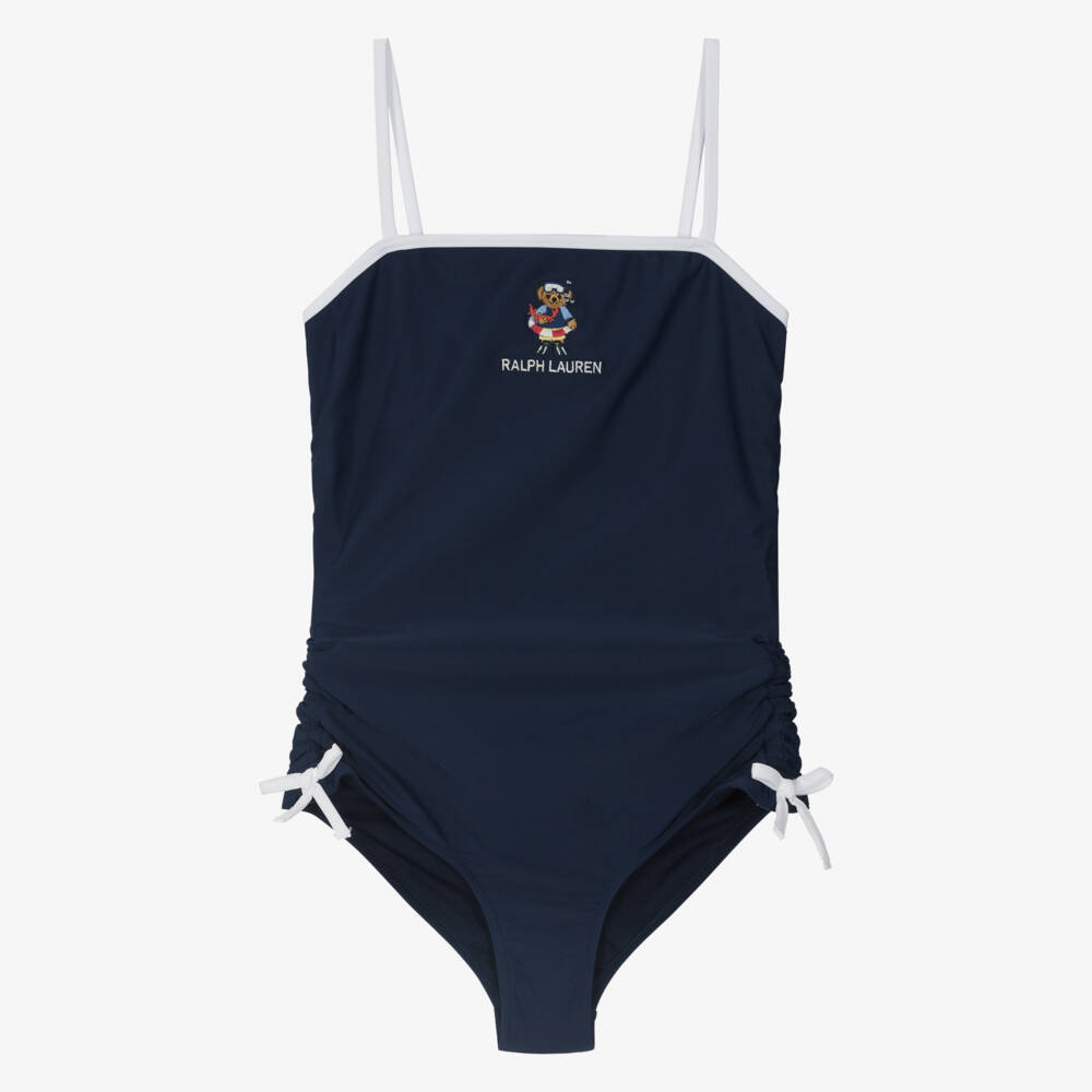 Ralph Lauren-Купальник синий для девочек с мишкой Polo | Childrensalon Outlet