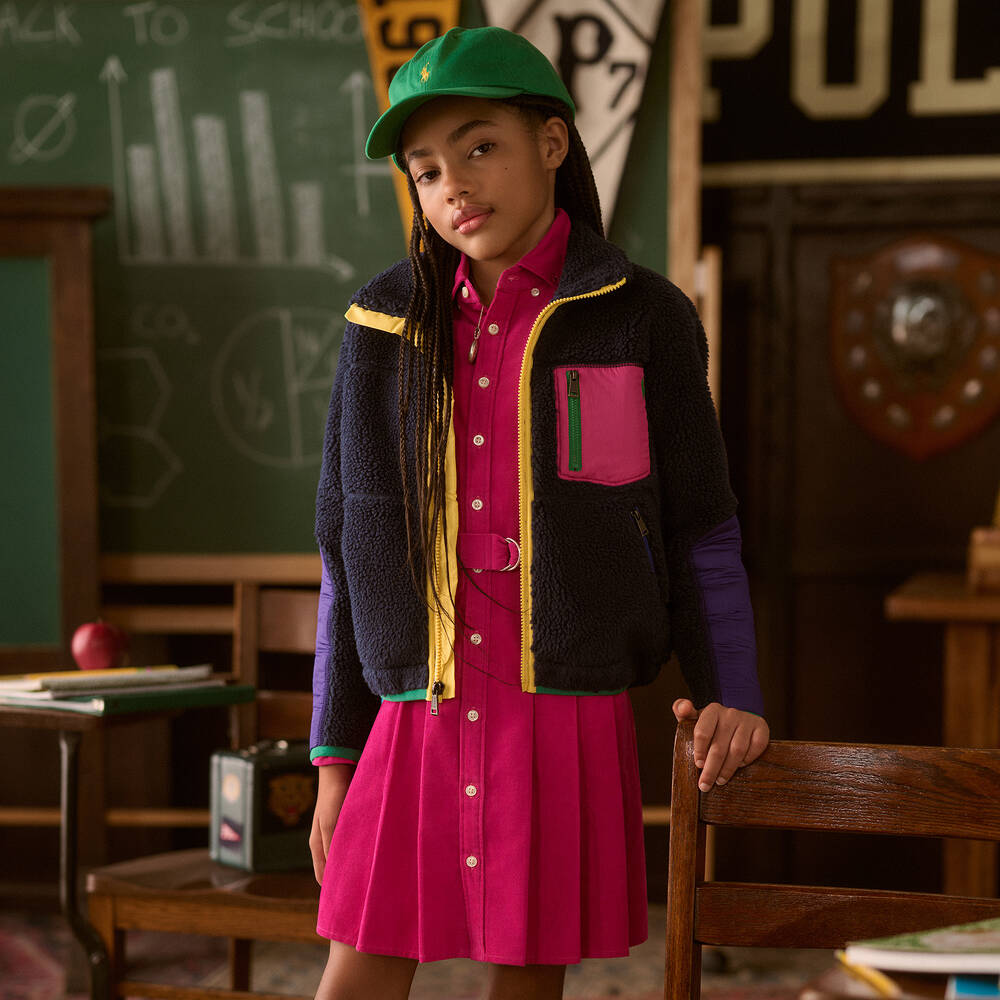 Ralph Lauren-Синяя плюшевая куртка для девочек | Childrensalon Outlet