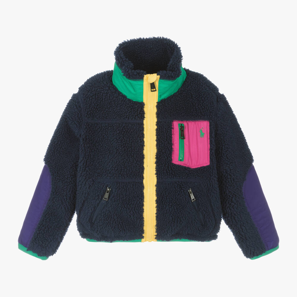 Ralph Lauren-جاكيت فليس تيدي لون كحلي للبنات | Childrensalon Outlet