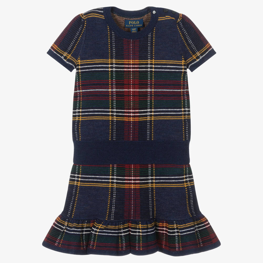 Polo Ralph Lauren-Girls Navy Blue Wool Skirt Set | Childrensalon Outlet