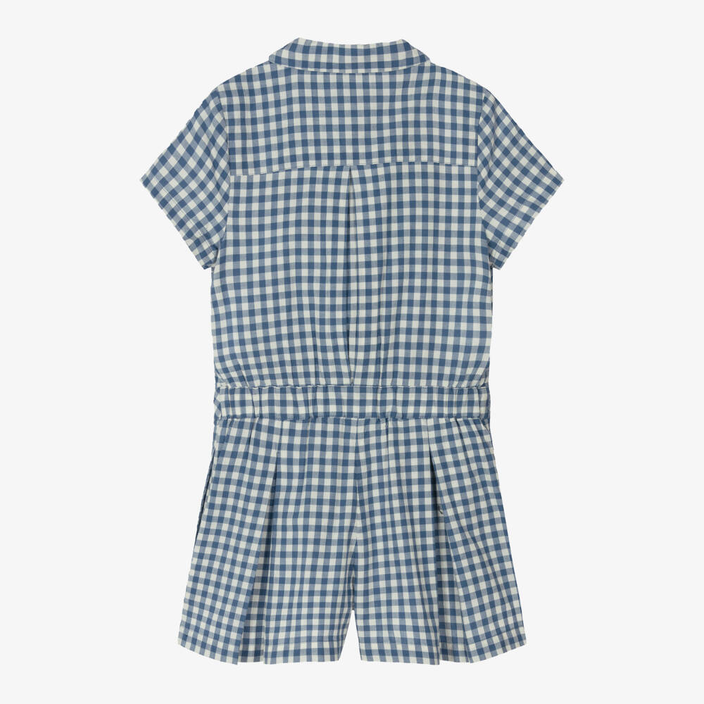 رالف لورين-بلاي سوت قطن جينجهام لون أزرق للبنات | Childrensalon Outlet