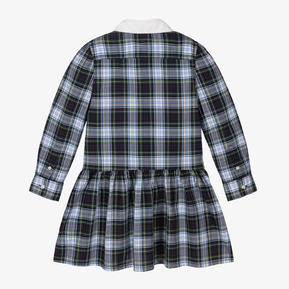 Ralph Lauren-Girls Navy Checkered Cotton Dress | Childrensalon Outlet