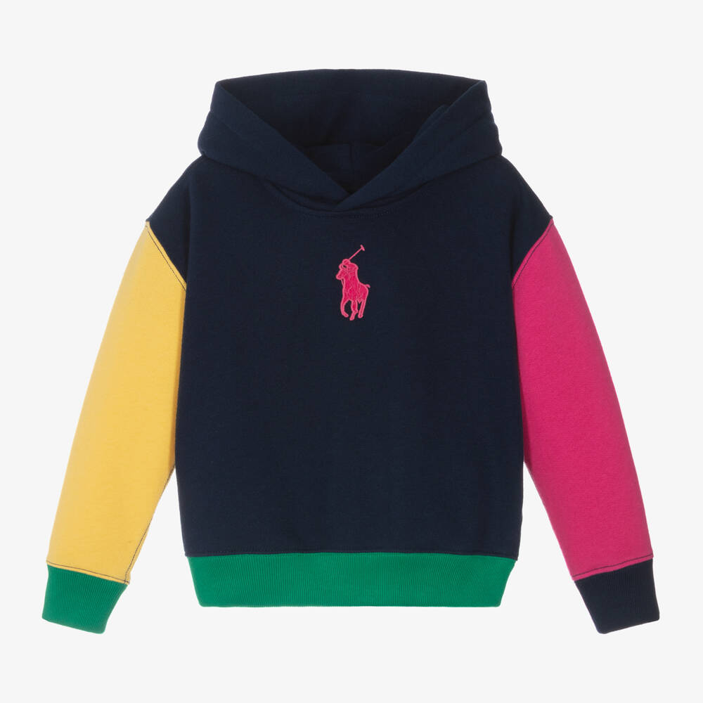 Ralph Lauren-هودي بنقشة حصان بألوان بلوك للبنات | Childrensalon Outlet