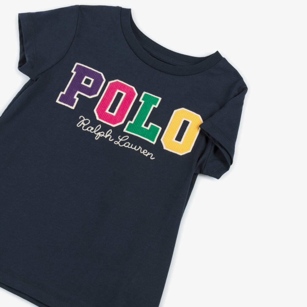 Ralph Lauren-Girls Navy Corduroy Logo Tee | Childrensalon Outlet