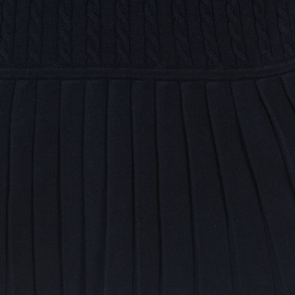 Ralph Lauren-Girls Navy Cotton Cable Dress | Childrensalon Outlet