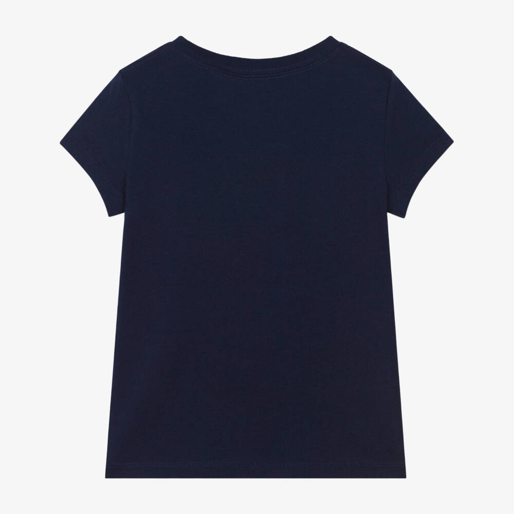 Ralph Lauren-تي شيرت قطن نقي أزرق داكن للبنات | Childrensalon Outlet