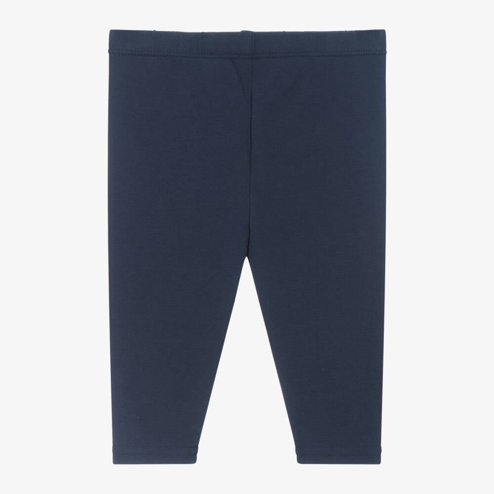 Ralph Lauren-Girls Navy Cotton Jersey Leggings | Childrensalon Outlet