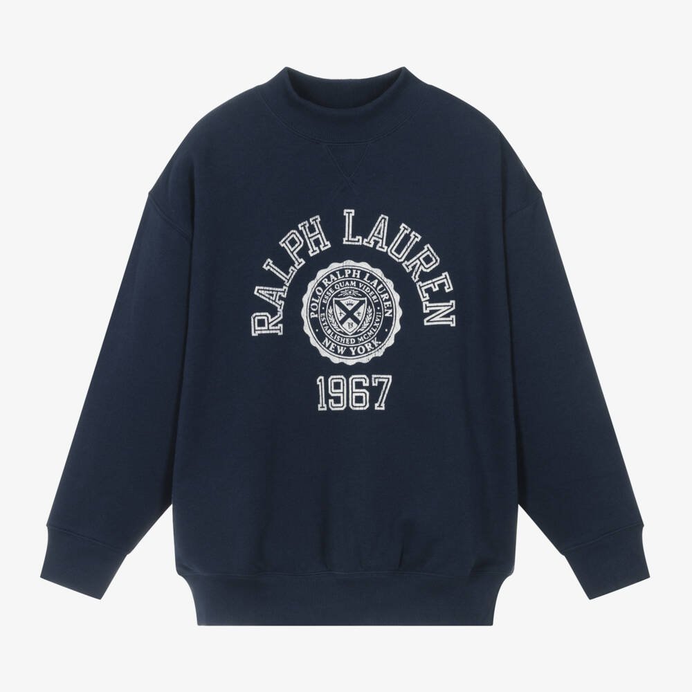 Ralph Lauren-Синий хлопковый свитшот 1967 Varsity для девочек | Childrensalon Outlet