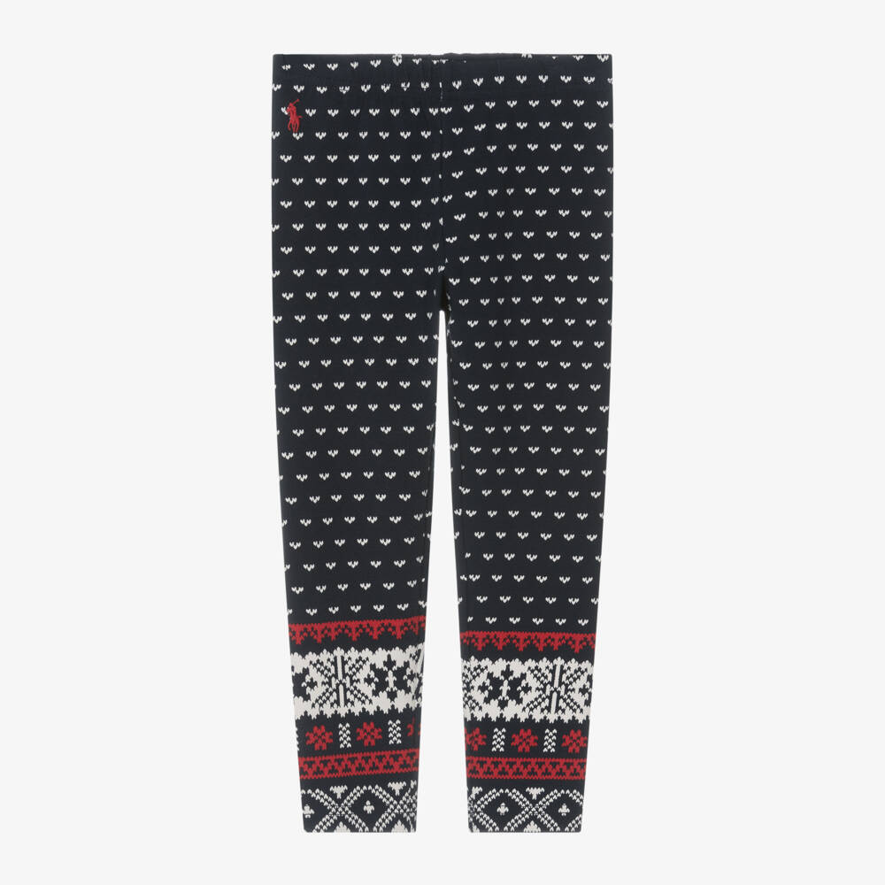 Ralph Lauren-Girls Navy Fair Isle Patterned Tights | Childrensalon Outlet
